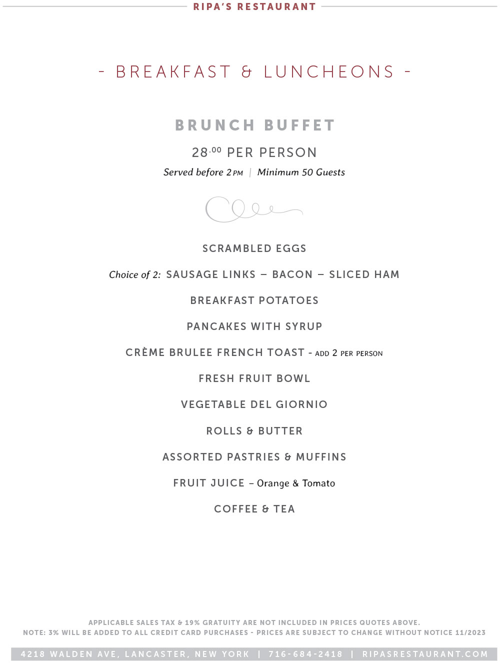 Breakfast & Luncheon Menu 1