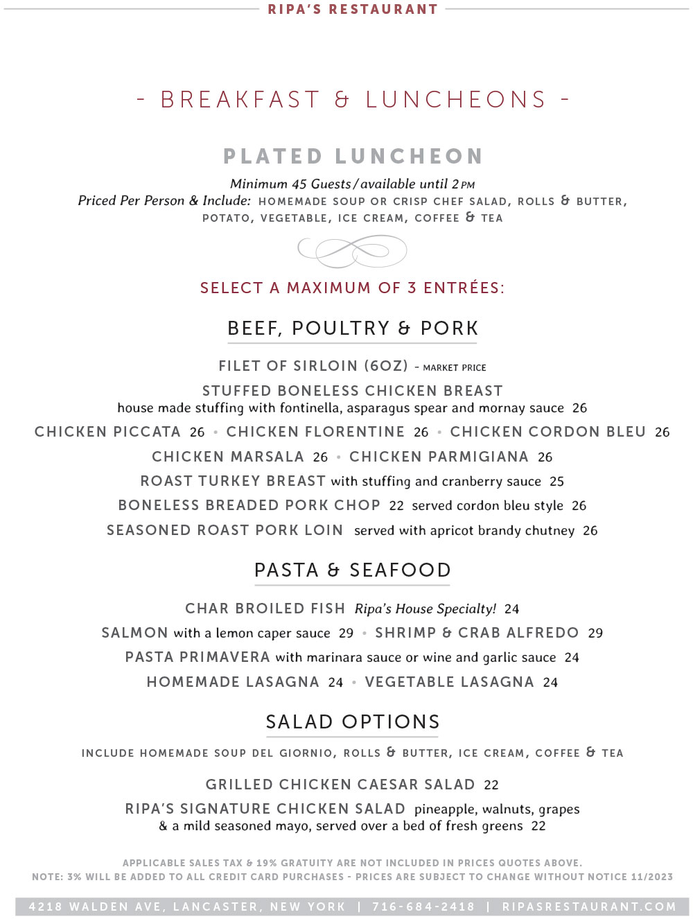 Breakfast & Luncheon Menu 2