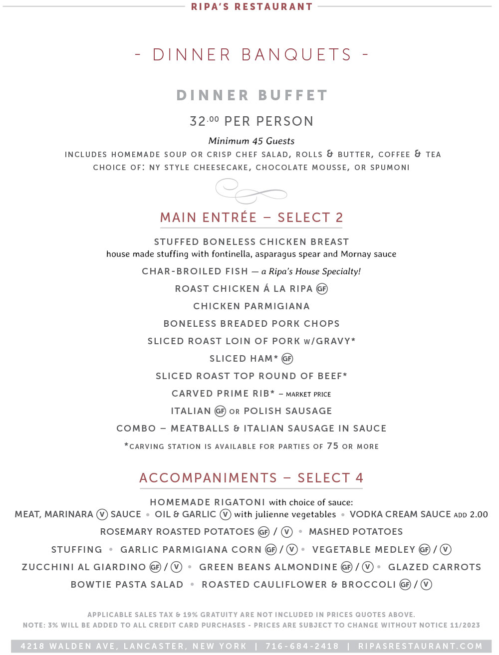 Banquets Dinner Menu 3