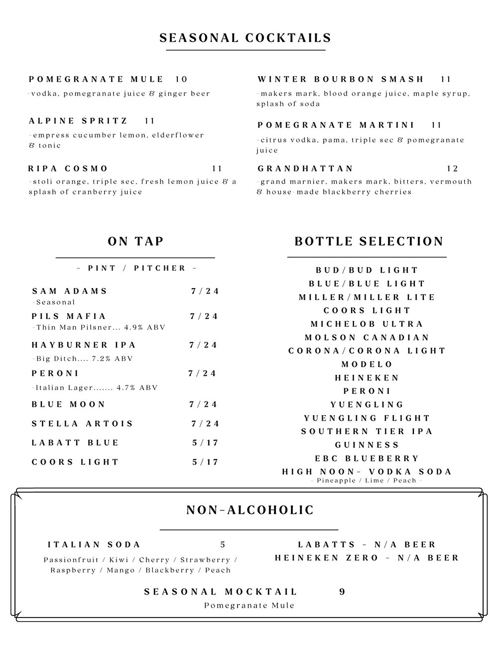Wine List / Cocktail Menu 3